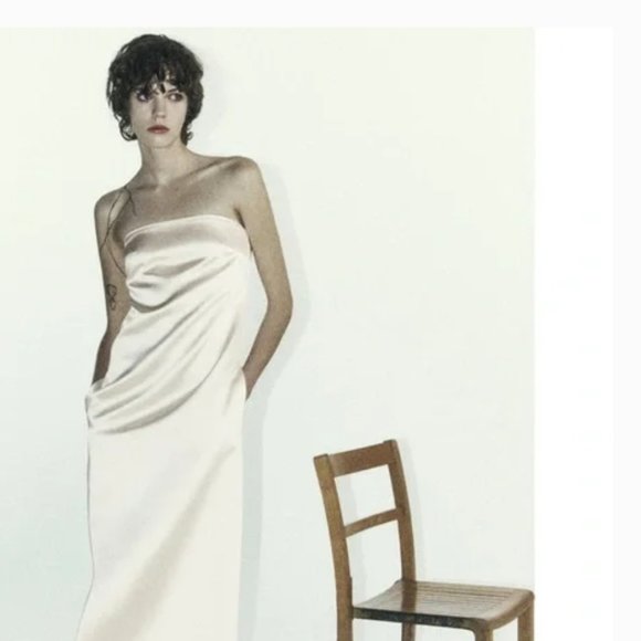 Zara strapless satin-like dress - Picture 5 of 9